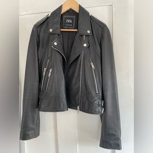 ZARA women’s leather biker jacket size M